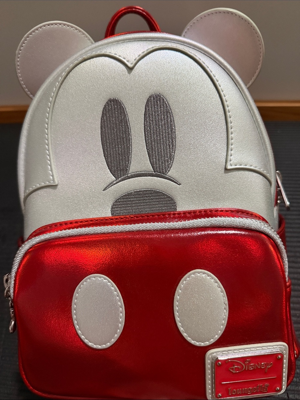 Loungefly Red and Silver Character Ear Mini Backpack